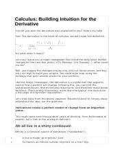 Calculus: Building Intuition for the Derivative – …